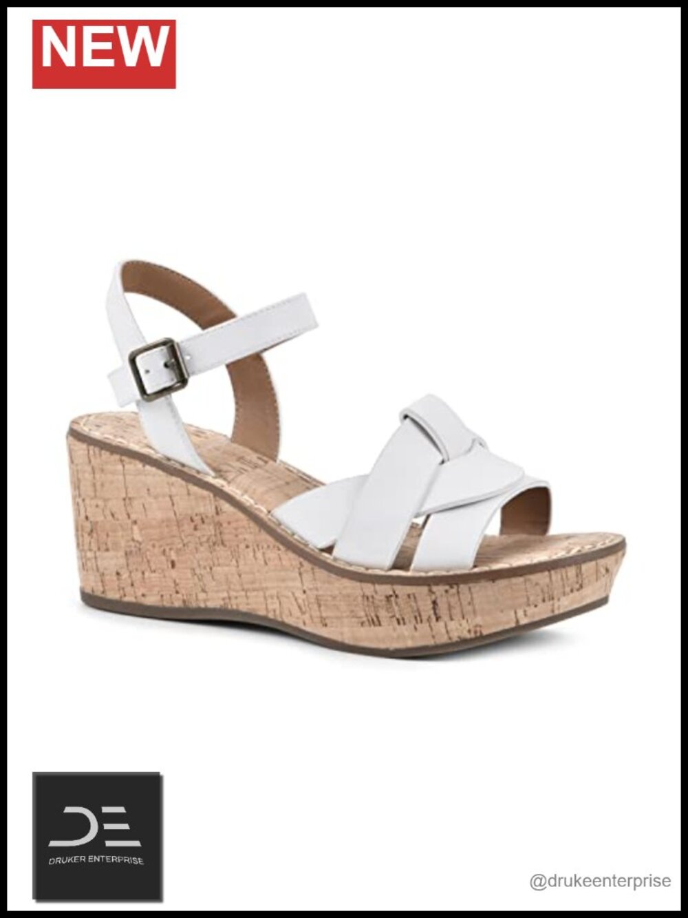 Women's Wedge Sandals Cork Heel Woven Straps Ankle Buckle